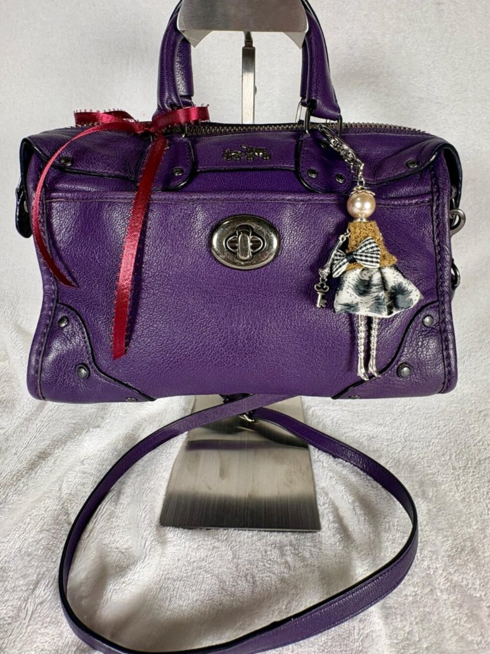 Coach Rhyder 24 Satchel in Deep Plum/Purple with Charm - Picture 4 of 15